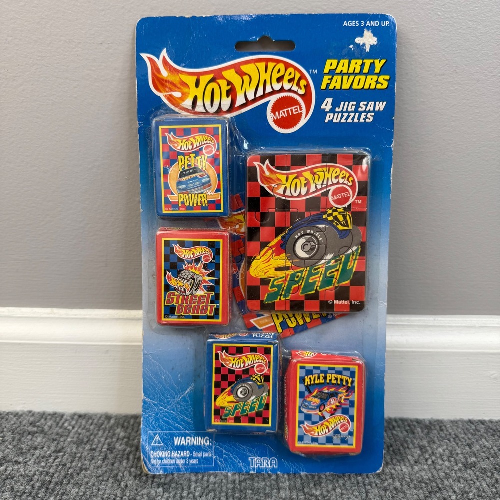 Hot Wheels Party Favors 4 Jigsaw Puzzles Mattel Tara 1997 Vintage Toy NIP